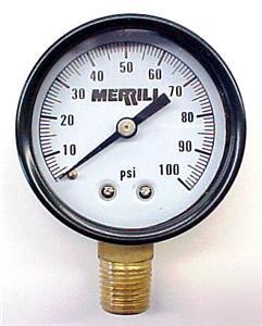 New merrill PG100 pressure gauge ~ 0 to 100 psi ~ brand 