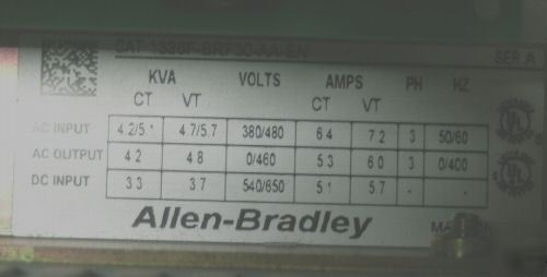 Allen-bradley 1336 plus ii adjustable freq ac drive