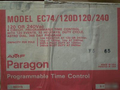 Paragon programable time control, four circuit, 120/240