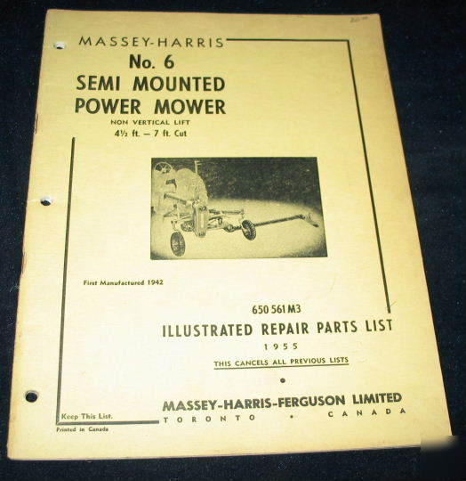 Massey harris no 6 semi mounted power mower