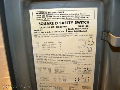 Square d heavy duty 60 amp safety disconnect switch 