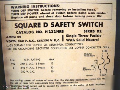 Square d heavy duty 60 amp safety disconnect switch 