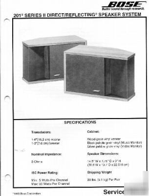 Bose service manual model 201 series ii speaker system