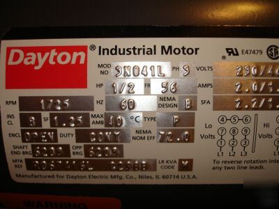 Dayton industrial motor # 3N041L 