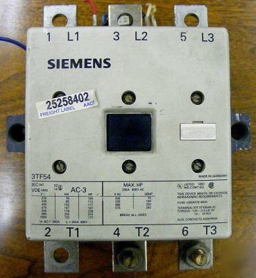 Siemens 3TF54 AC3 motor circuit breaker contactor 120V