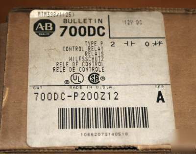 Allen bradley 700DC direct drive relay 700DC-P200Z12 