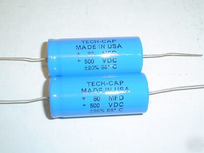 New 25PCS tech-cap 500V 80UF hi volt axial capacitors 