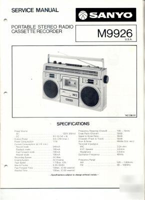 Sanyo original service manual cassette recorder M9926