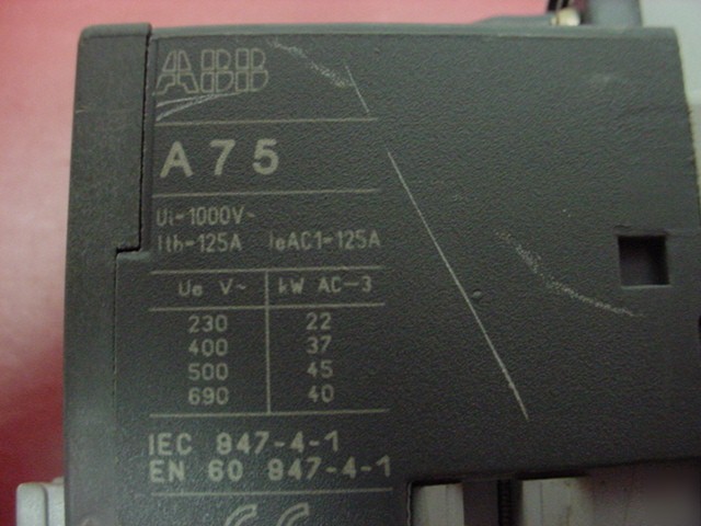 Abb A75-30 3 pole contactor 125AMP 600VAC 110-120V coil