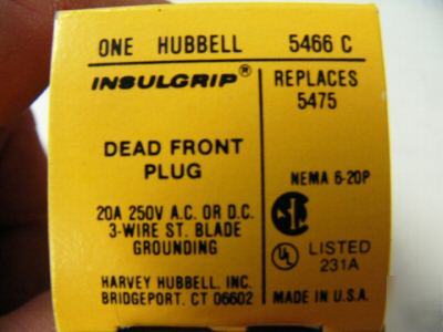 Hubbell 5466C 250V 20A nema 6-20P plug lot of 10 ea