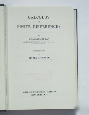 Calculus of finite differences 3RD e.1965