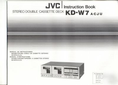 Jvc owner operator instruction manual kd-W7 a/c/j/u