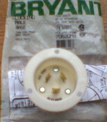 New bryant 70620MB 30 amp 250 v L6-20P flanged inlet