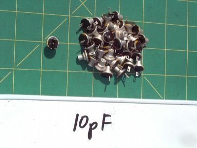 Capacitors button mica w #2-56 hole 10PF 12 vintage nos