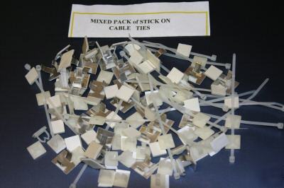 Self-adhesive mixed cable clips/clamps/mounts etc x 100