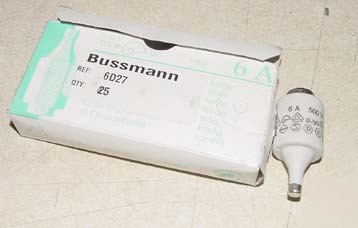 New 5PC bussmann fuse 500V 6AMP in box model 6D27