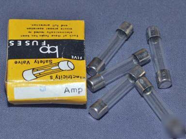Box of 5 nos fuse s 5 amp fast acting 3AG 1 1/4 x 1/4