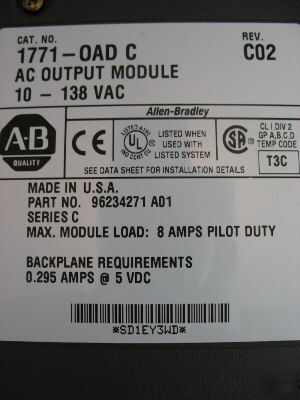 Allen bradley 1771-oad 10-138 vac ac output module 