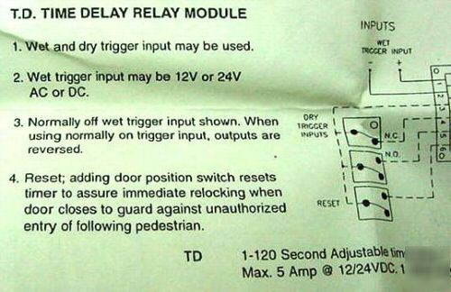New - - -sdc time delay module-door controls adj time