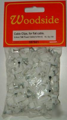 Cable clips, 6MM flat cable qty 100