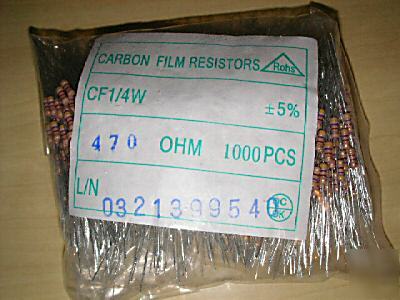 470 ohms resistor 1/4W carbon film 5% (1000 pieces)