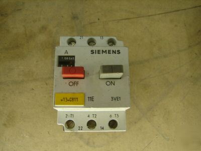 Siemens manual motor starter 3VE1010-2D .25-.4A breaker