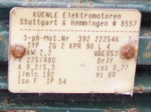 German quality electric motor 480 volt APPROX3/8