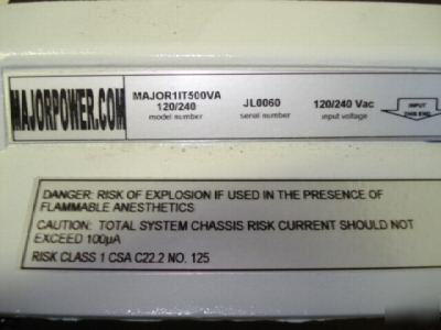 New MAJOR1IT500VA insolating transformer 0.5KVA 120/240