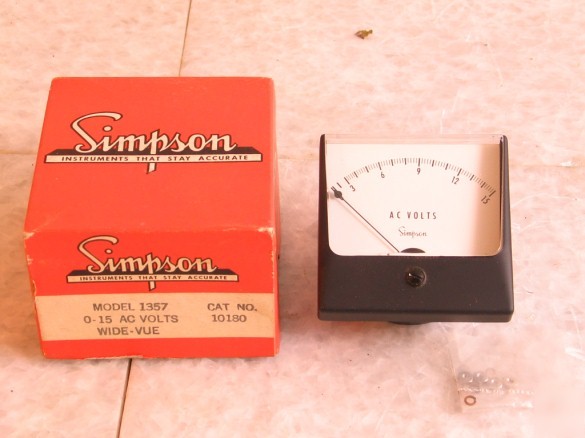 Simpson 0-15 volt ac gauge instrument black analog 