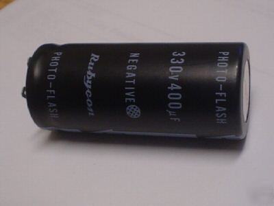 New 2PCS rubycon 330V 400UF photo flash capacitors 