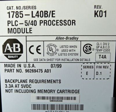 New in box allen bradley 1785-L40B e 1785L40B