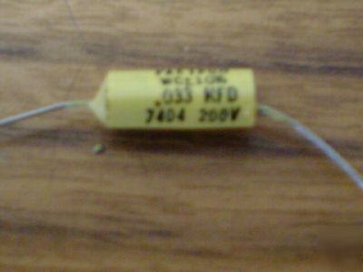 New 100 paktron 200V .033UF axial mylar capacitors 