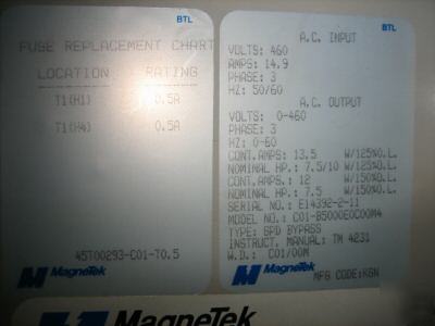 Magnetek DS316 gpd 503 GPD503 7.5/10HP variable drive