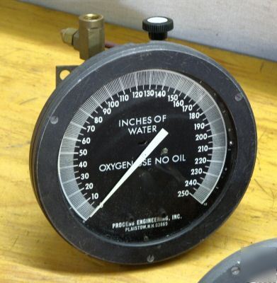 5PC lot oxygen meters gauges 0-250 inches of water nice