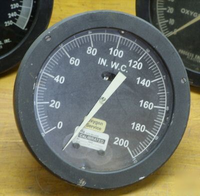 5PC lot oxygen meters gauges 0-250 inches of water nice