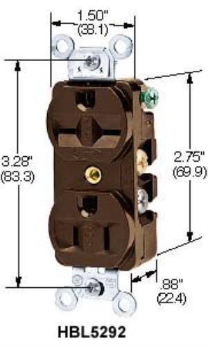 Hubbell HBL5292 combination duplex recepticle