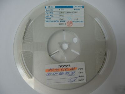 4000PCS p/n C0805CG680F500WT ; capacitor , 68PF 20V 1%