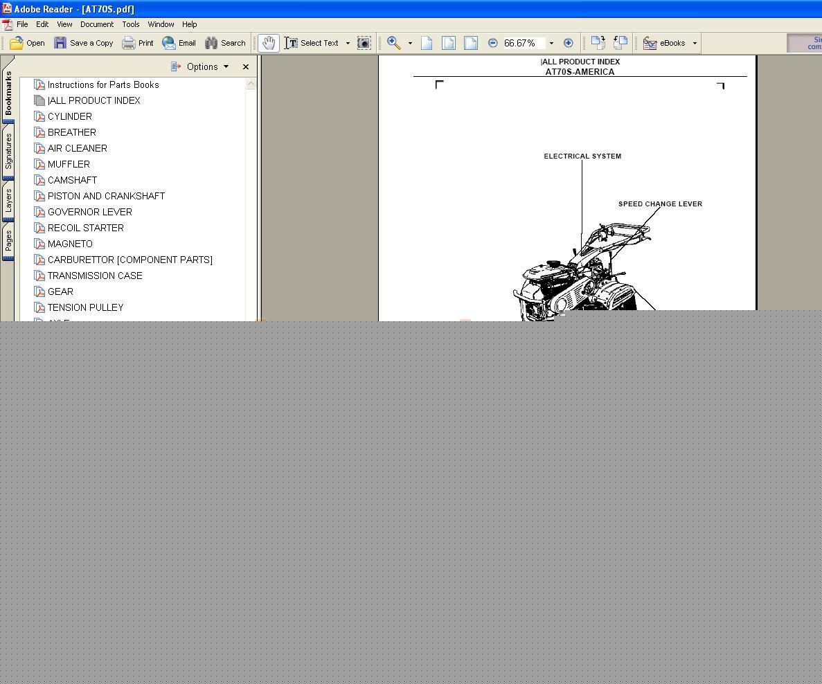 Kubota AT70S parts manual - we have other manuals