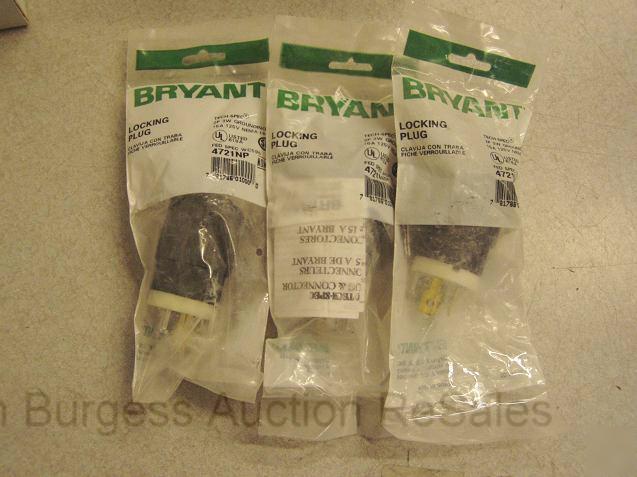 New 3 hubbell bryant plug 4721NP 15A 125V twist-lock 
