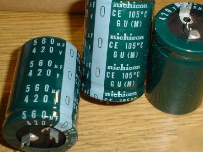 New 10 nichicon 420V 560UF rare 105C snap-in capacitors 