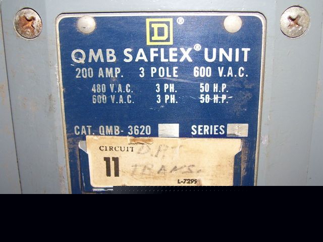 200 amp 600 vac square d qmb safelex disconnect unit