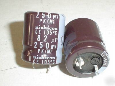 100 nichicon hi temp 250V 82UF snap in 105C capacitors