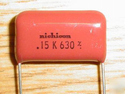 New 25 nichicon mylar 630V .15UF radial capacitors 