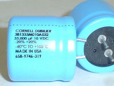 New 25 pcs cde 10V 33,000UF snap-in 105C capacitors 