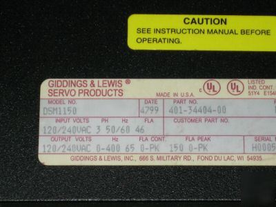 Giddings and lewis centurion dsm 100 servo DSM1150
