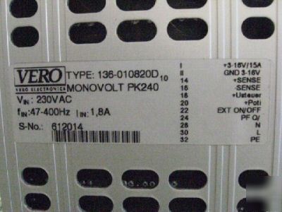 New vero electronics monovolt PK240 pk 240 power supply 