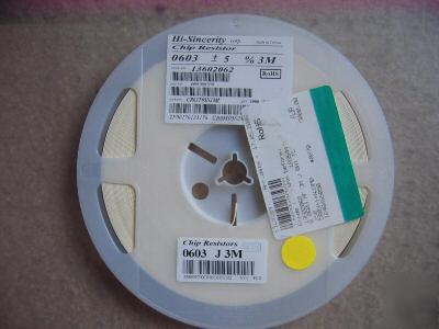 Smd 0603 3M ohm resistor 5% qty 5000 pieces msrp $49