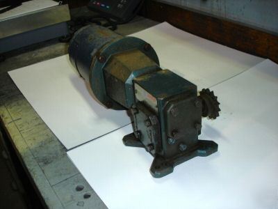 Elec motor 90VDC w transmission gear 60 ratio 1/4 hp 