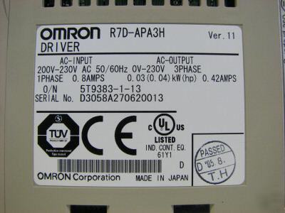 Omron servo driver - R7D-APA3H - smart step - 