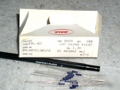 Nos 99 pc vintage dale RLR07C mil resistor 1.3K 1/4W 1%